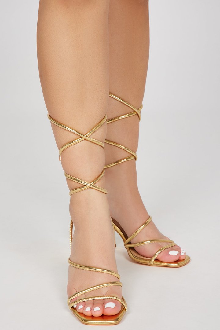 Kristin Wrap Up Heels - Gold