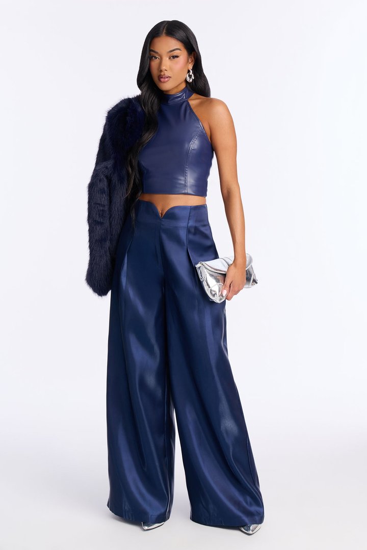 Rosey High Rise Wide Leg Pant 33″ - Royal
