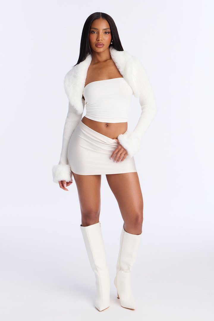 Hard To Get High Shine Micro Mini Skirt - Ivory