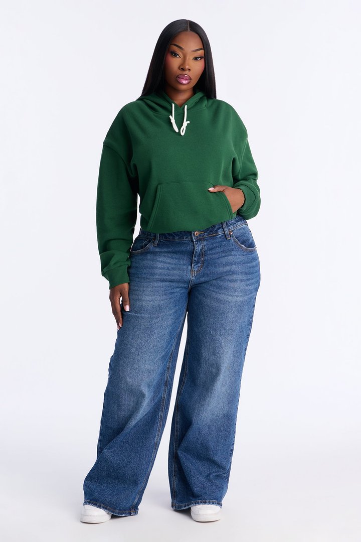 Minimalist Fleece Hoodie Sweatshirt - Hunter Green