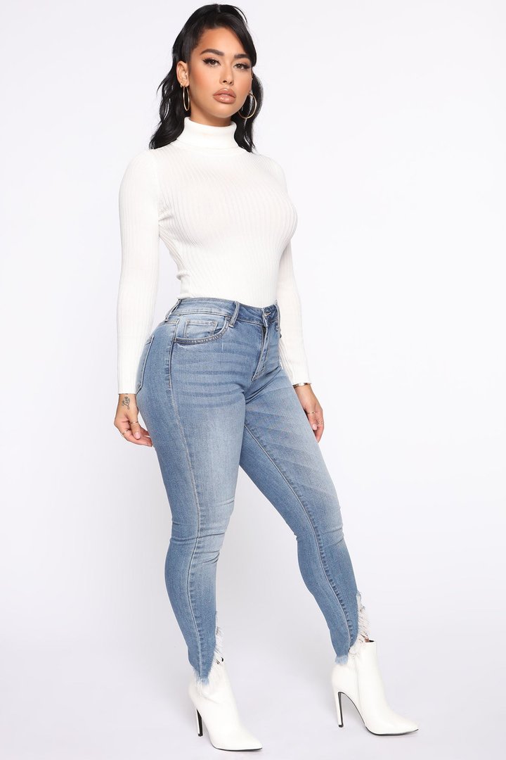 Make My Life Complete Sweater Bodysuit - White