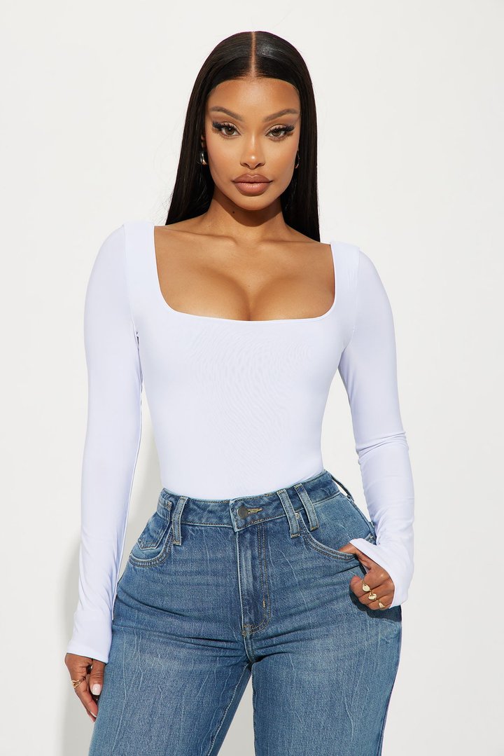 Katerina Long Sleeve Bodysuit - White