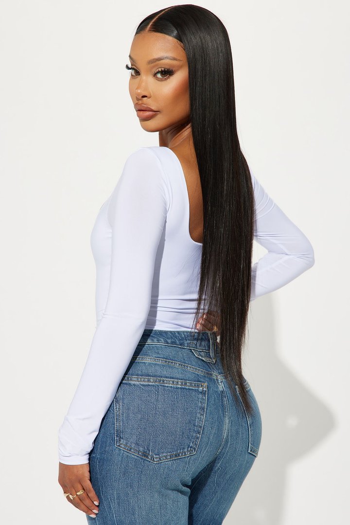 Katerina Long Sleeve Bodysuit - White