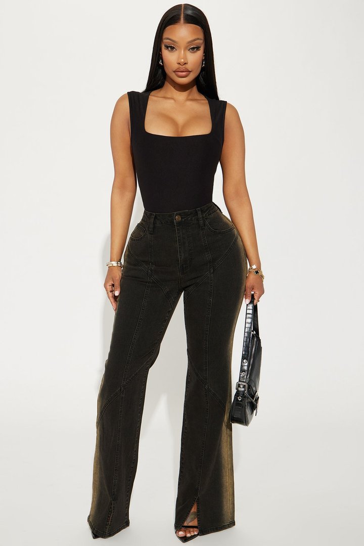 Serena Square Neck Bodysuit - Black