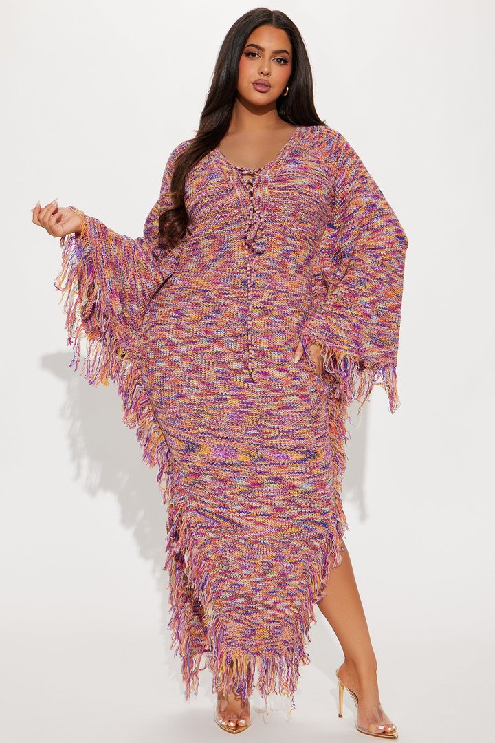 Kelsea Marled Sweater Maxi Dress - Multi Color