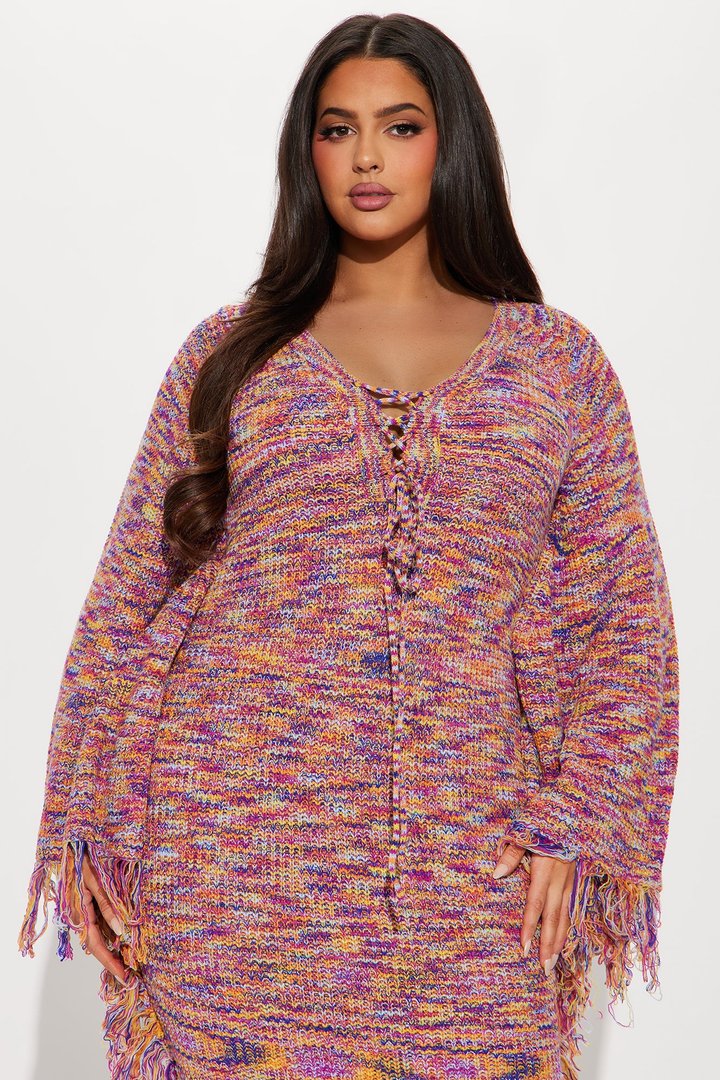 Kelsea Marled Sweater Maxi Dress - Multi Color