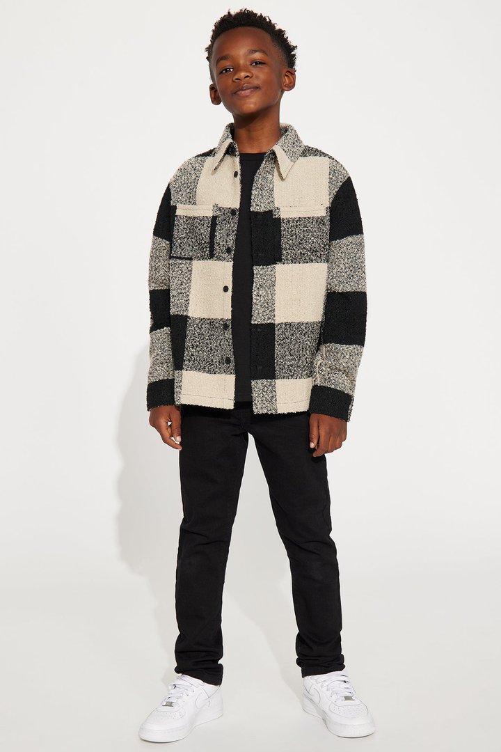 Mini Malvern Boucle Plaid Overshirt - Black/combo