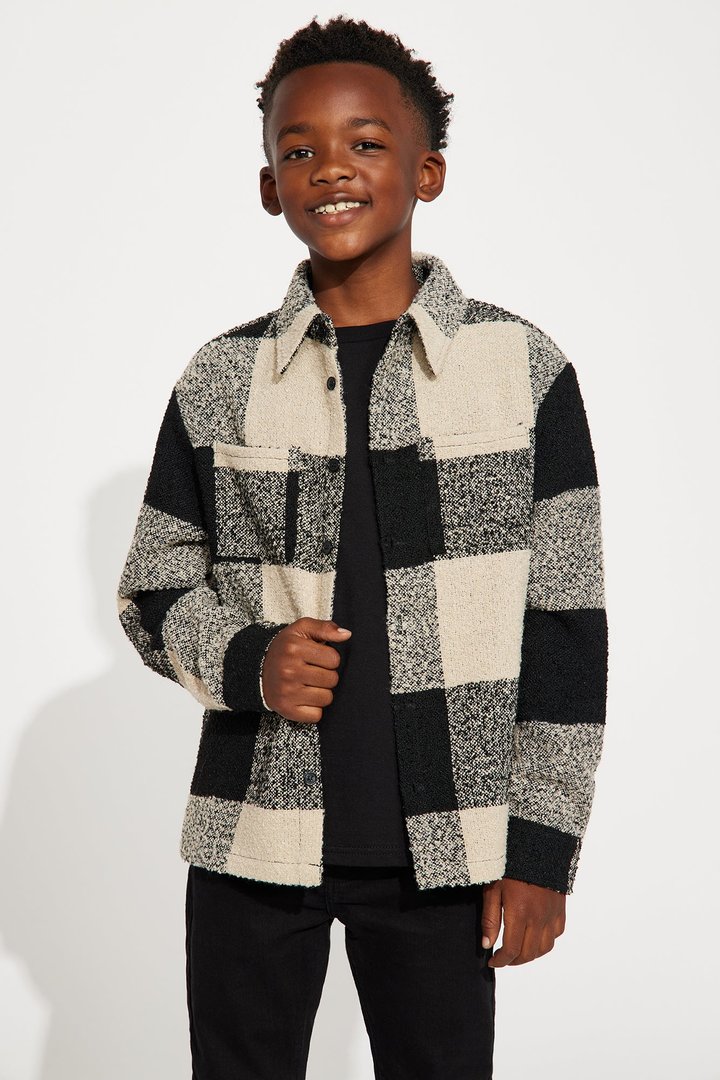 Mini Malvern Boucle Plaid Overshirt - Black/combo