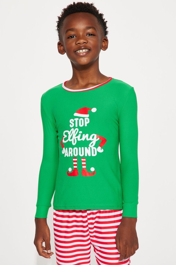 Mini Elfing Around Matching Family Jogger Set - Green/combo