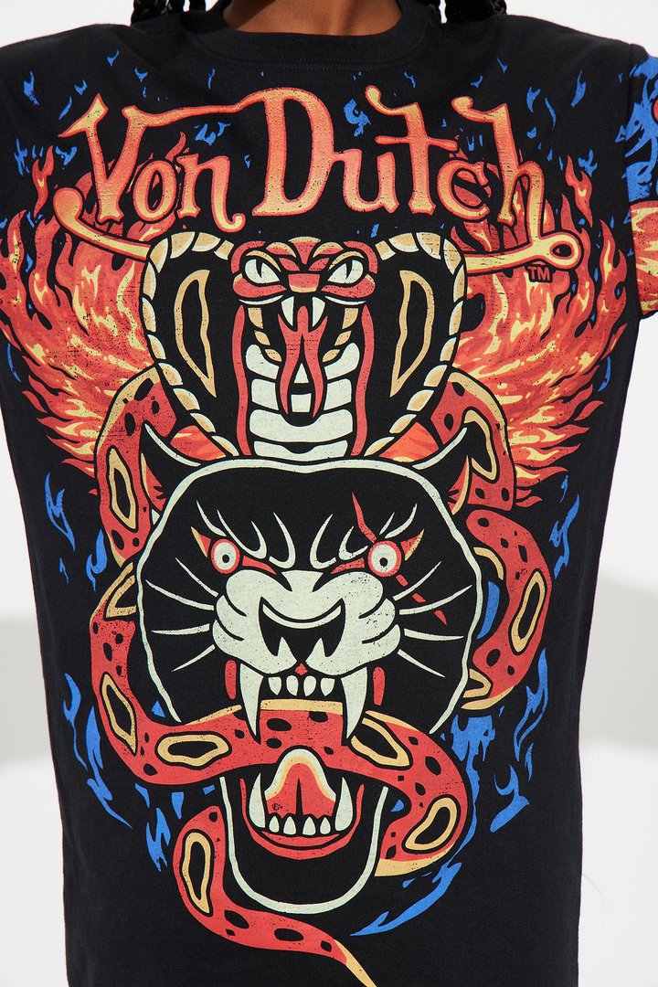 Mini Von Dutch Flame T-Shirt Dress - Black/combo