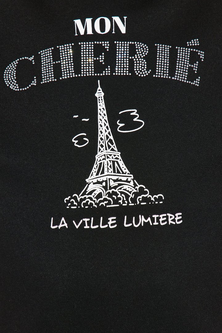 Mini Mon Cherie Crew Neck Sweatshirt - Black