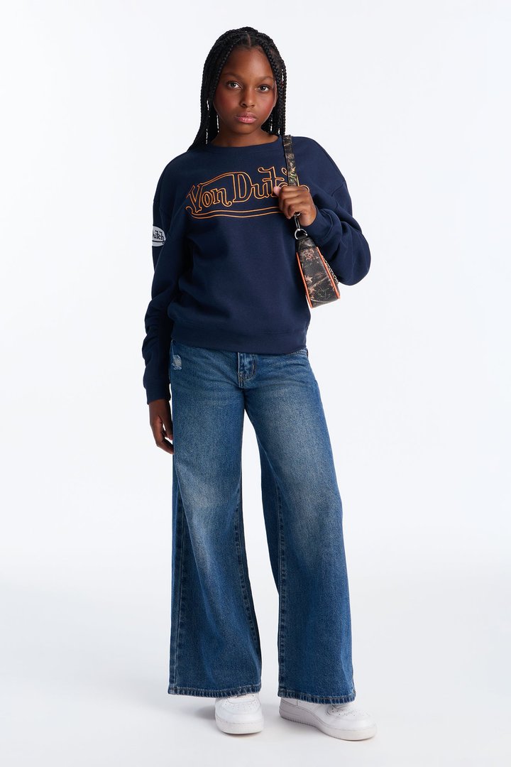 Mini Von Dutch Chill Mode Crew Neck Sweatshirt - Navy