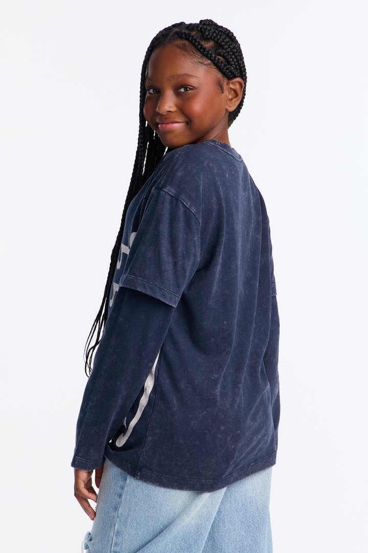Mini Von Dutch Drip Long Sleeve Tee - Navy