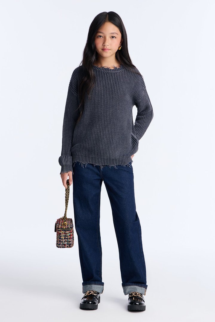 Mini Neli Washed Sweater - Navy