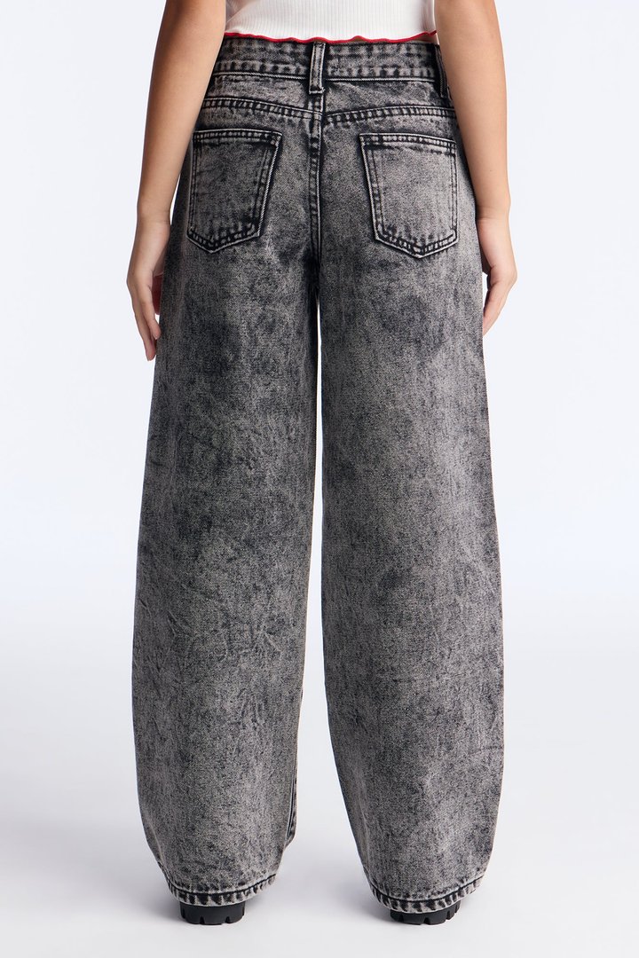 Mini Off The Rip Wide Leg Jeans - Black Wash