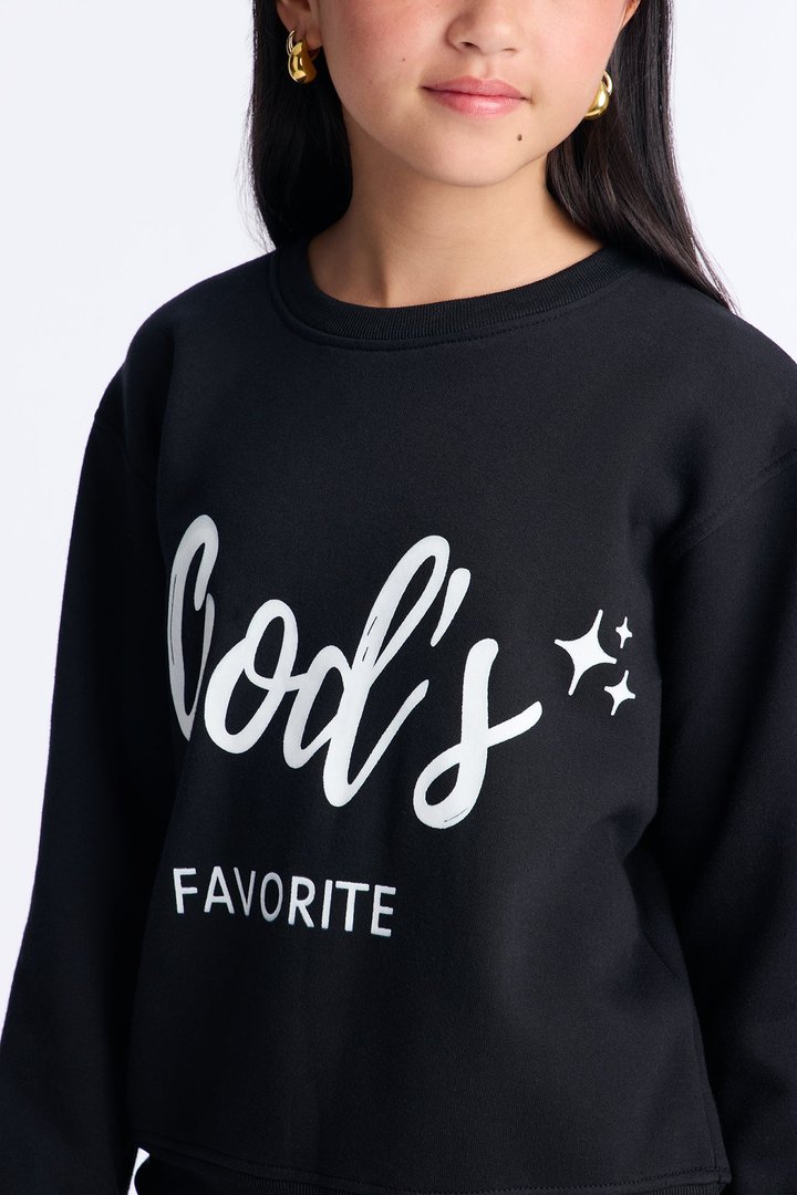 Mini God's Favorite Crew Neck Sweatshirt - Black