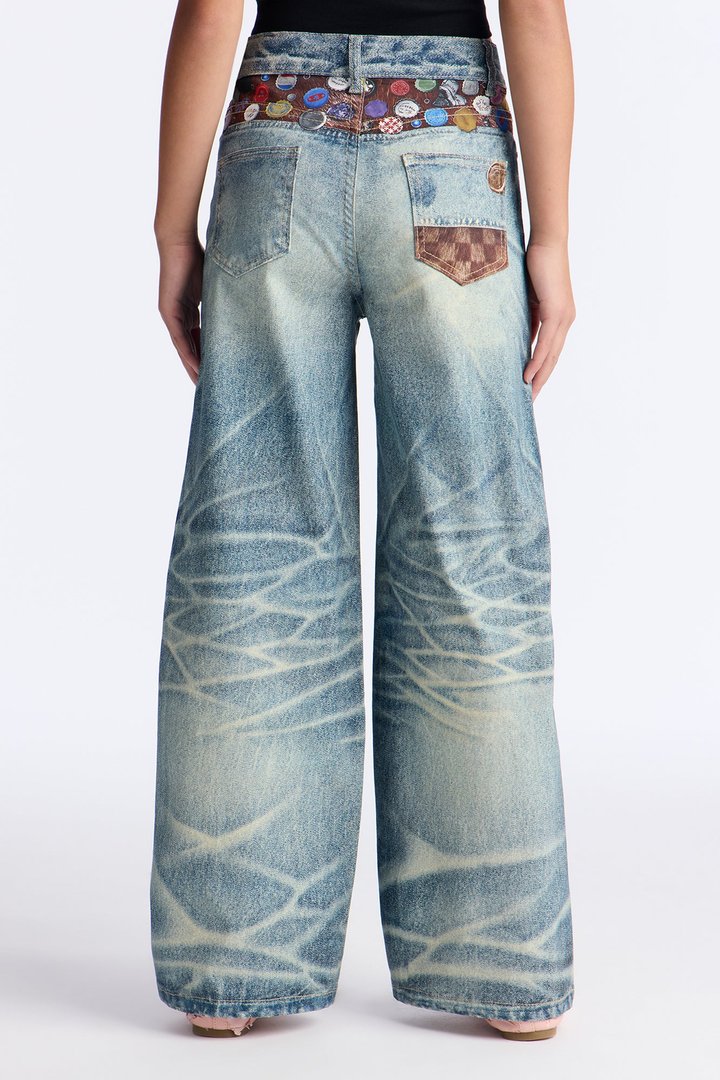 Mini Show Some Love Wide Leg Jeans - Medium Wash