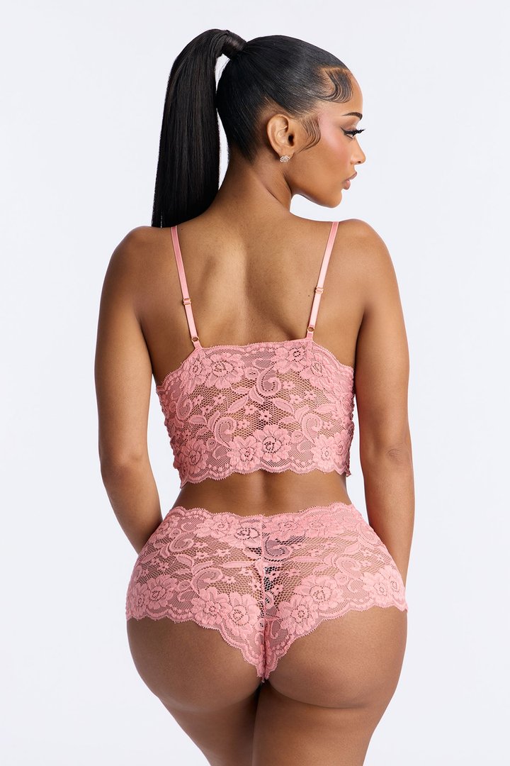 Eye On You 2 Piece Lace Boyshort Set - Pink