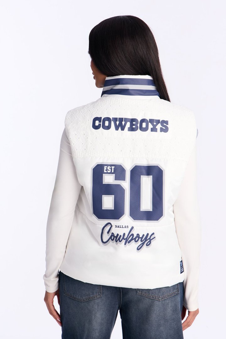 NFL Cowboys Fan Puffer Vest - White
