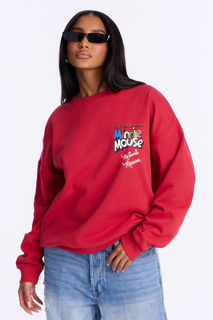Minnie Mouse Fleece Pull Over Sweatshirt - Red