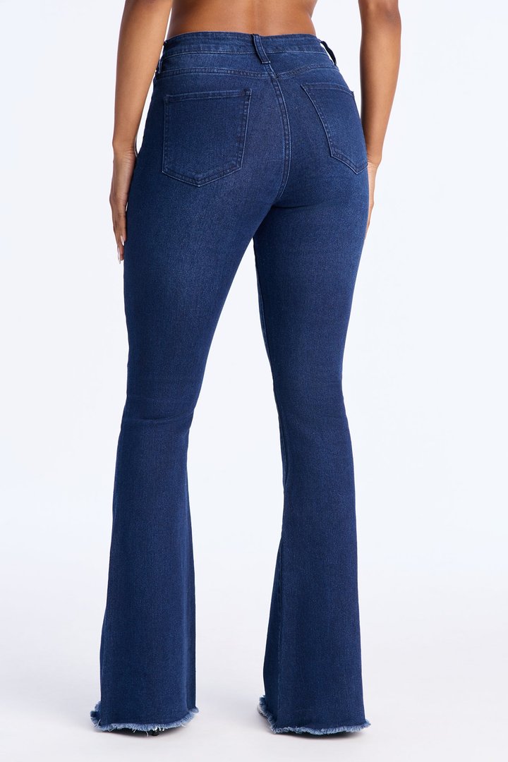 She Ate High Rise Stretch Flare Jeans - Dark Wash