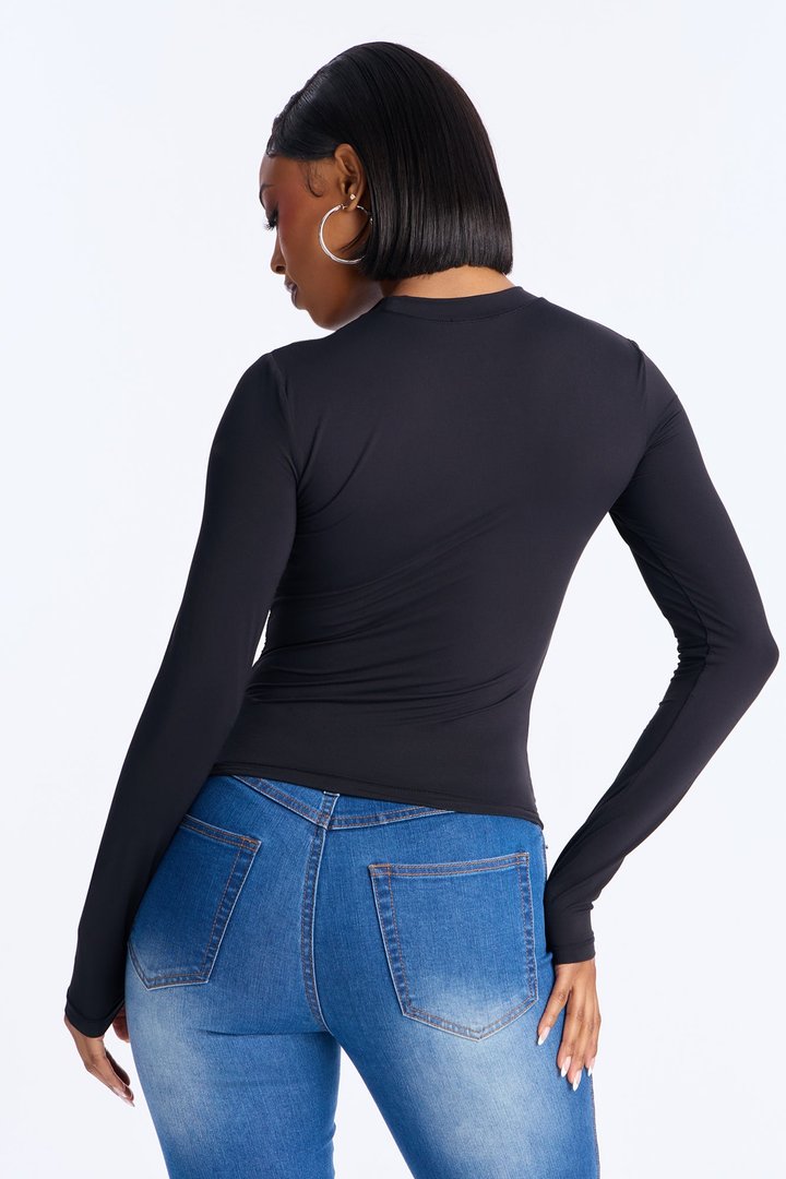 Second Skin Double Lined Long Sleeve Top - Black