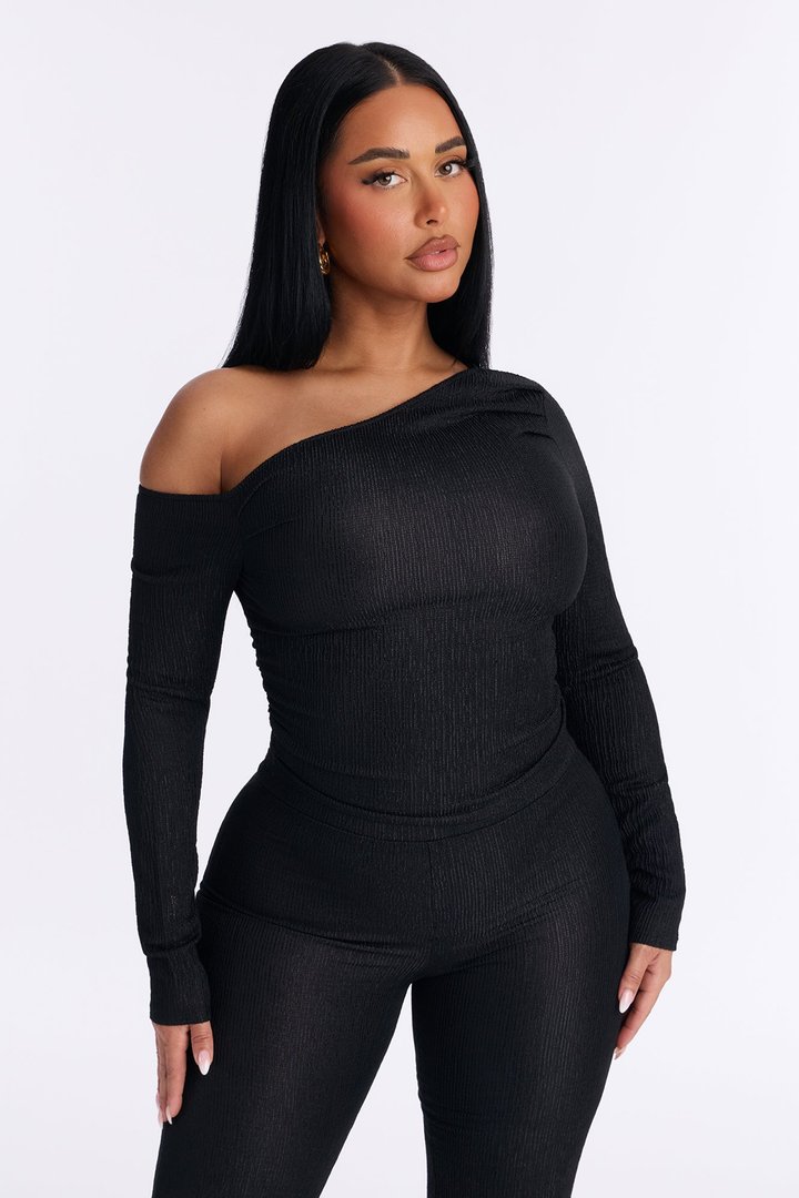 Luna One Shoulder Pant Set - Black