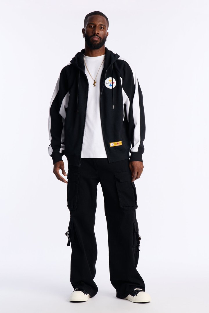 Steelers Monster Oversized Zip Up Hoodie - Black