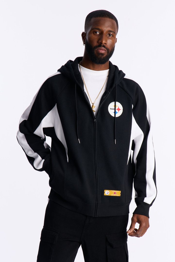 Steelers Monster Oversized Zip Up Hoodie - Black