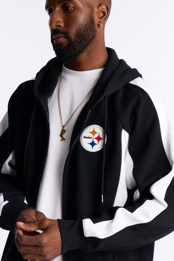 Steelers Monster Oversized Zip Up Hoodie - Black