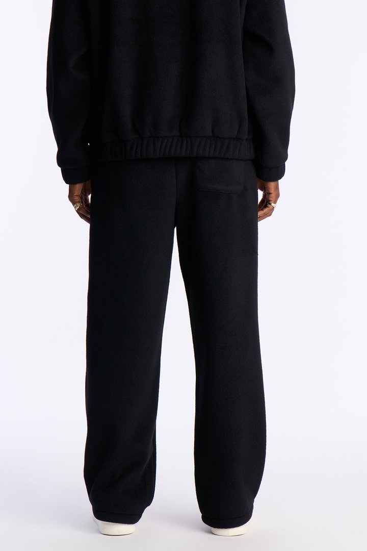Fuzzy Textured Premium Straight Pants - Black