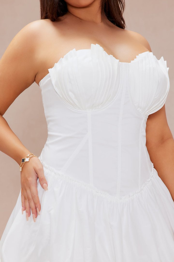 Melanie Poplin Bubble Mini Dress - White