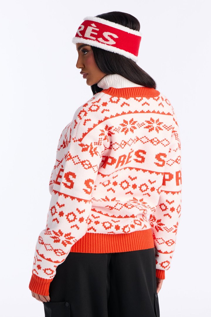 Apres Ski Season Pullover Sweater - Orange/combo