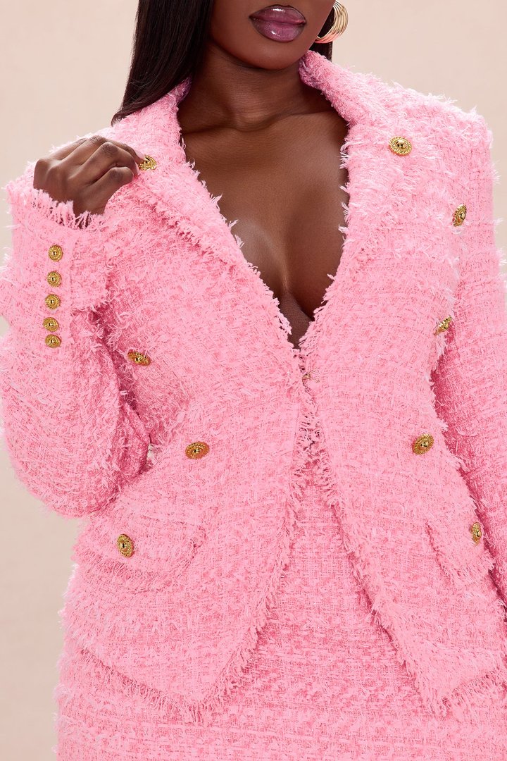 Talia Tweed Blazer Suit Set - Pink
