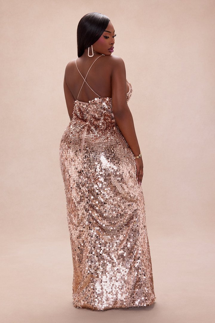 Seraphine Sequin Maxi Dress - Rose Gold