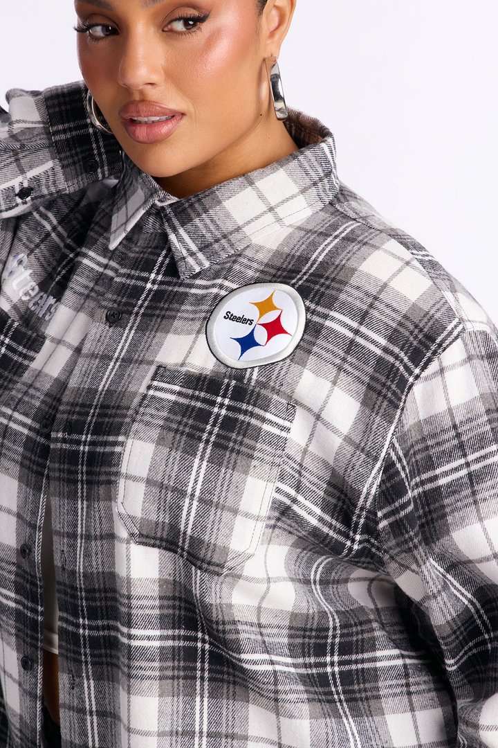 NFL Steelers Plaid Flannel - Black