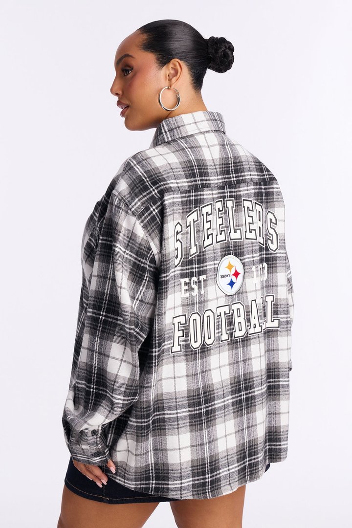 NFL Steelers Plaid Flannel - Black