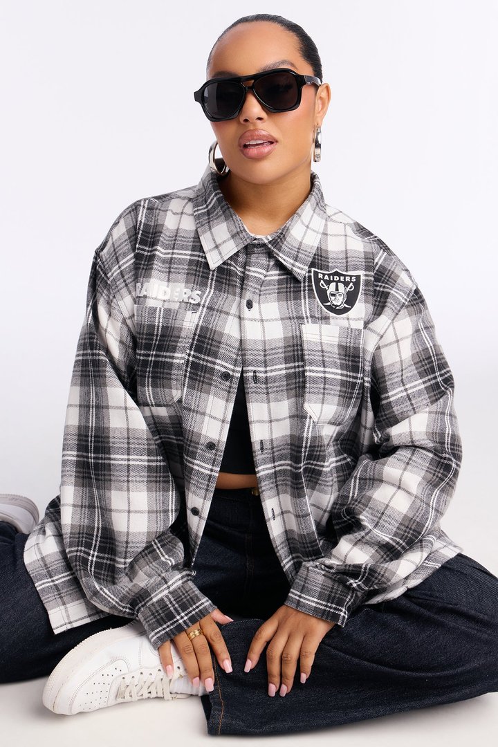 NFL Raiders Plaid Flannel - Black/combo