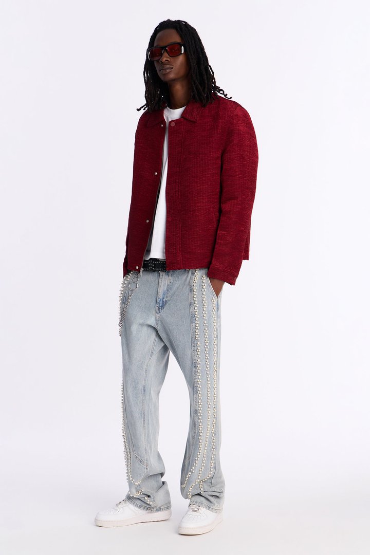 Stacked Slim Flare Pearl Stripe Jean - Light Wash