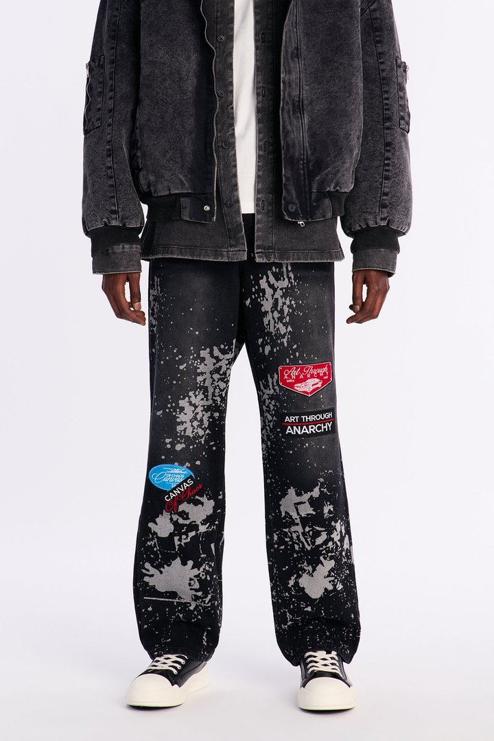 Straight Through Anarchy Patched Jean - Black Wash