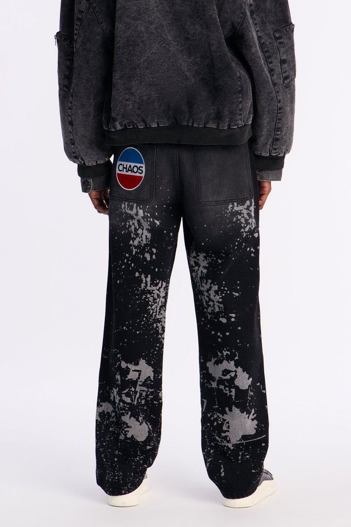 Straight Through Anarchy Patched Jean - Black Wash