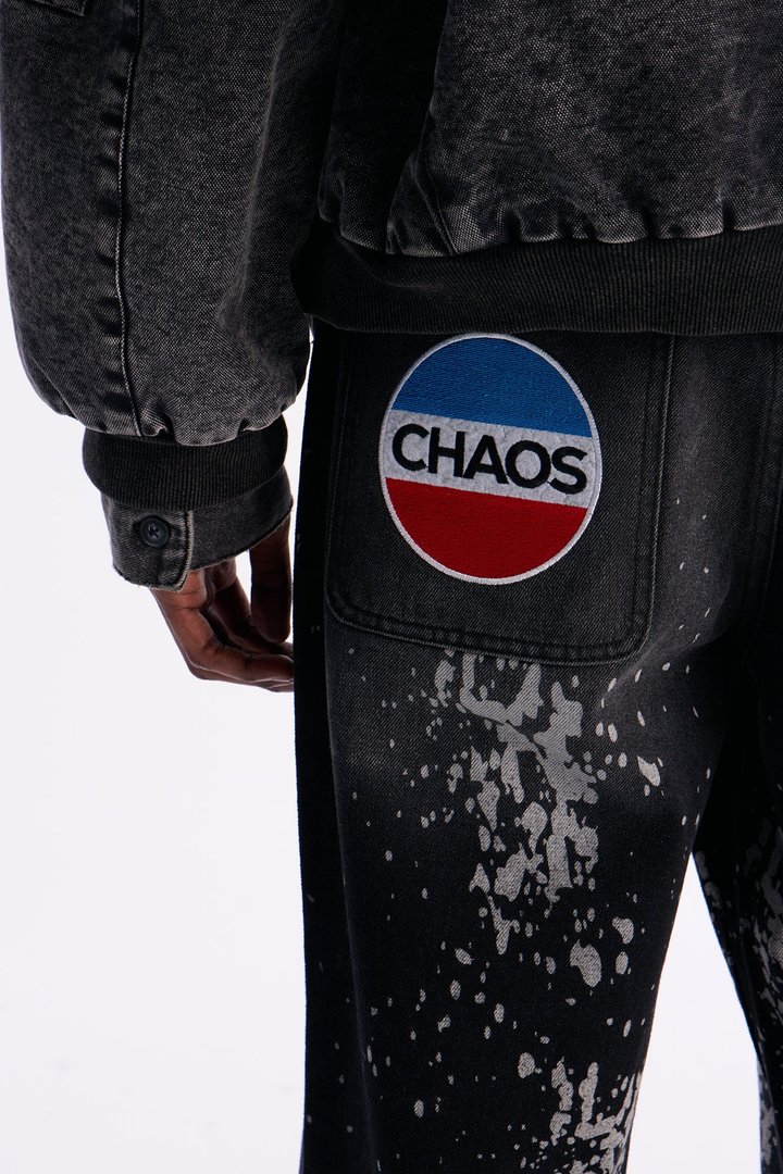 Straight Through Anarchy Patched Jean - Black Wash