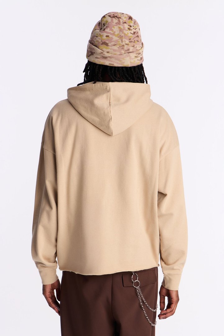 Aint A Saint Raw Hem Oversized Hoodie - Cream