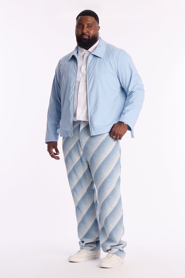 Straight Faded Lines Pant - Ice Blue