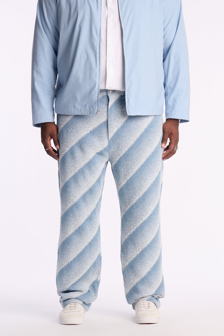 Straight Faded Lines Pant - Ice Blue