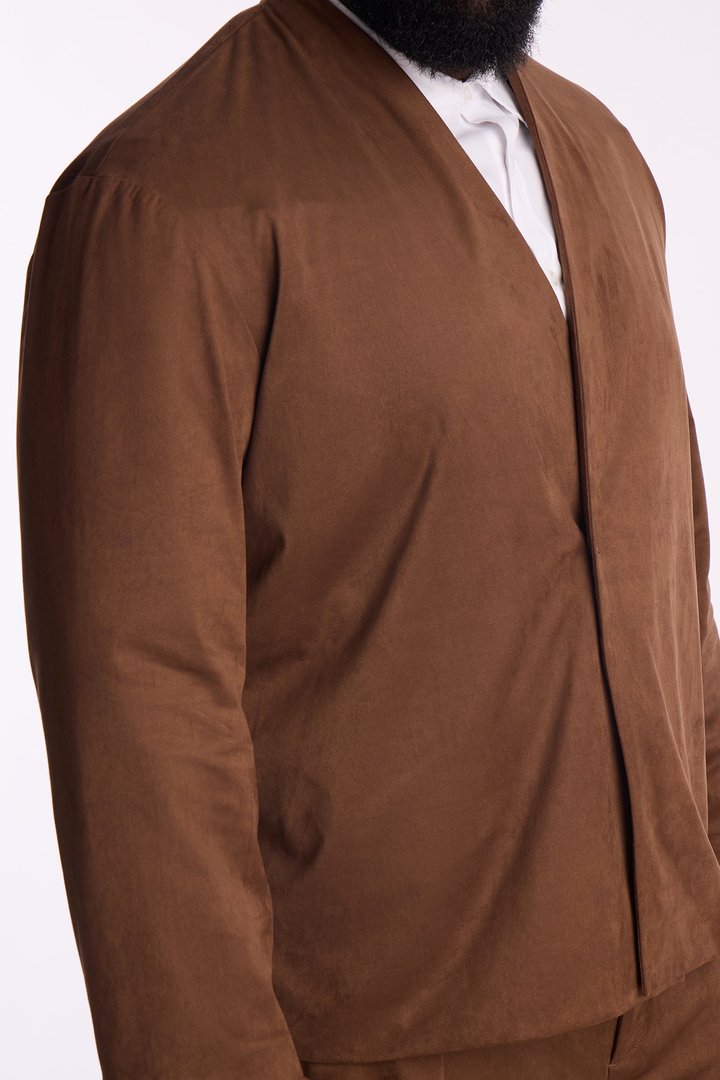 Relaxed New Money Suede Unlined Blazer - Brown