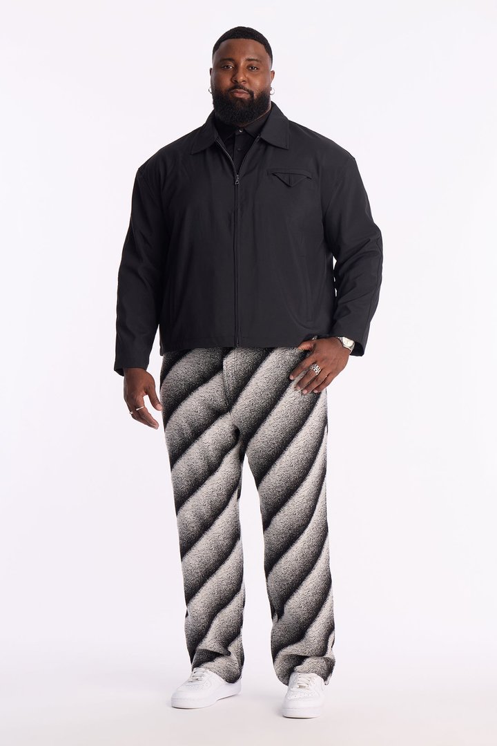 Straight Faded Lines Pant - Black