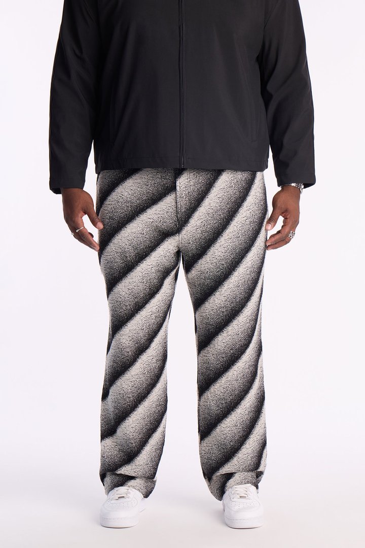 Straight Faded Lines Pant - Black