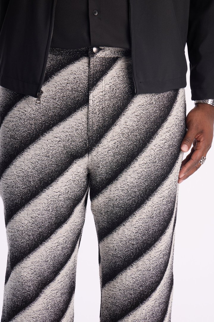 Straight Faded Lines Pant - Black