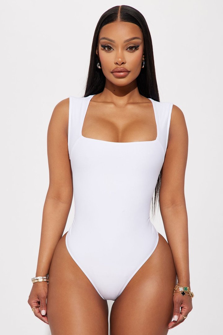 Serena Square Neck Bodysuit - White